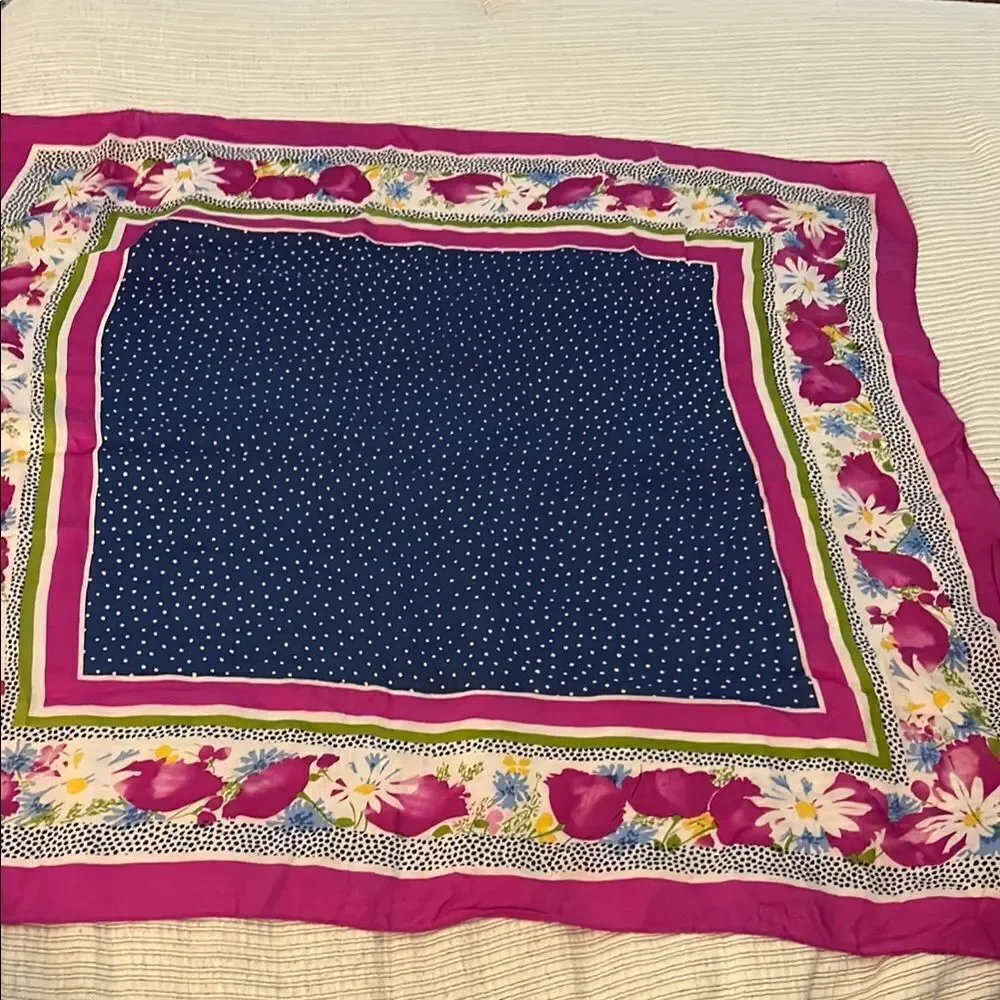 Vintage silk Floral Pink and Blue Women's Scarf